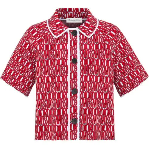 DIOR T Shirts Women's Red Lapel Moderate