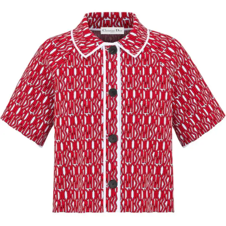 DIOR T Shirts Women's Red Lapel Moderate