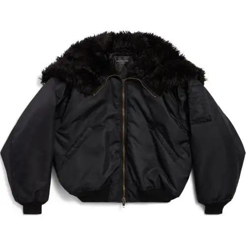 Balenciaga Faux Fur Hooded Jacket