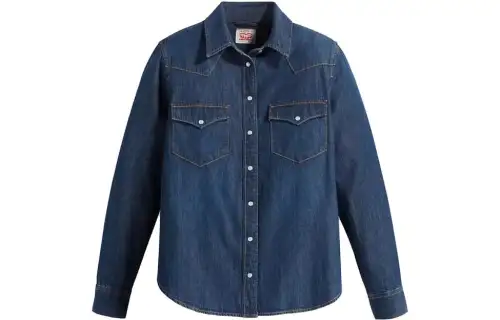 Levis Shirts Women's Dark Blue Pointed Collar Moderate Other