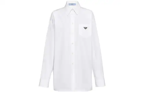 Prada triangle-logo poplin shirt