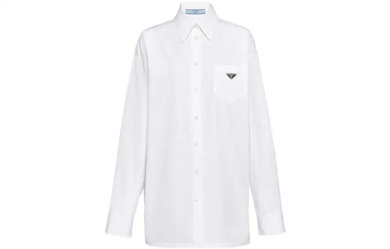 Prada triangle-logo poplin shirt