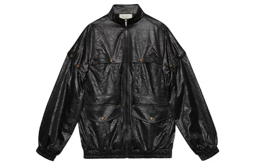 GUCCI Jackets Women's Black Stand Collar Moderate Other