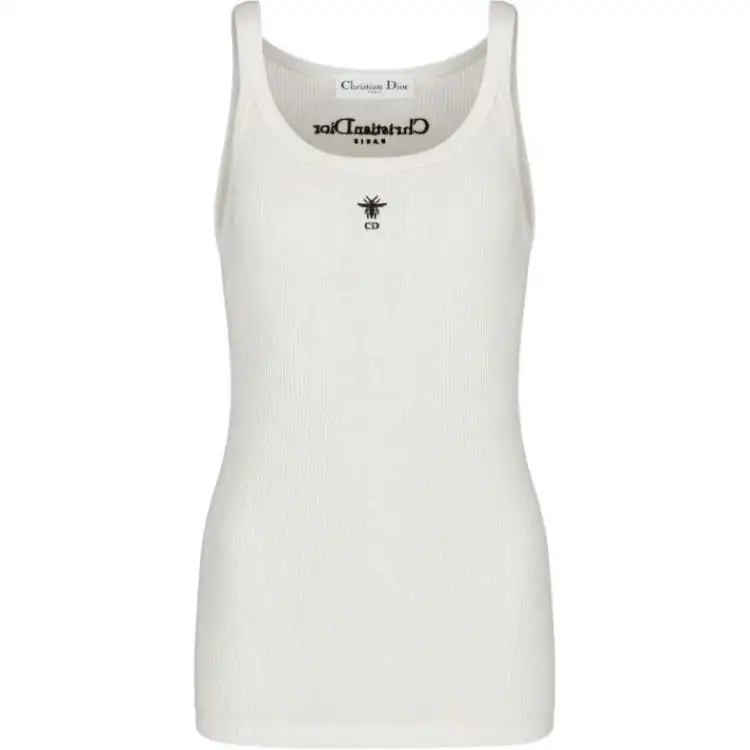 Dior Logo Embroidered Ribbed Singlet
