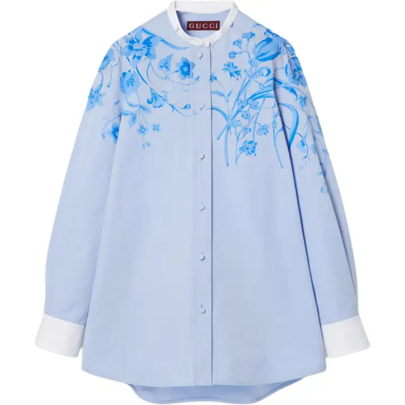 GUCCI Shirts Women's Light Blue Pointed Collar Moderate Other