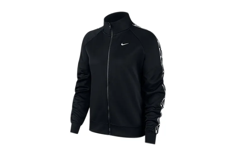 Nike Jackets Women's Black Stand Collar Moderate Straight Fit
