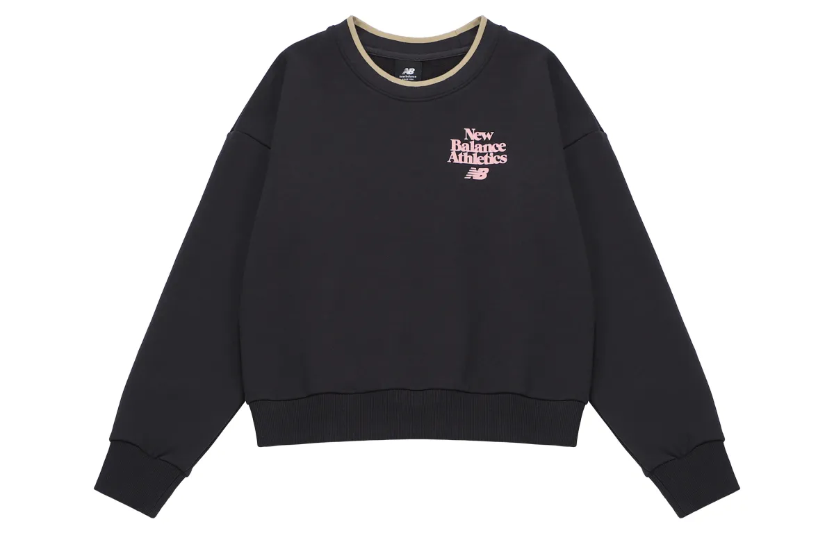 New Balance Sweatshirts Women's Navy Blue Crew Neck Moderate Straight Fit