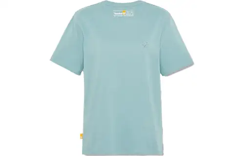 Timberland T Shirts Women's Cyan Crew Neck Moderate Straight Fit