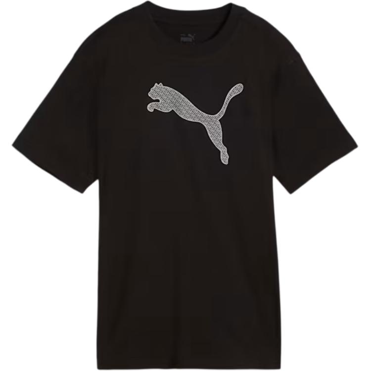 PUMA HER T Shirts Women's Black Crew Neck Moderate Straight Fit