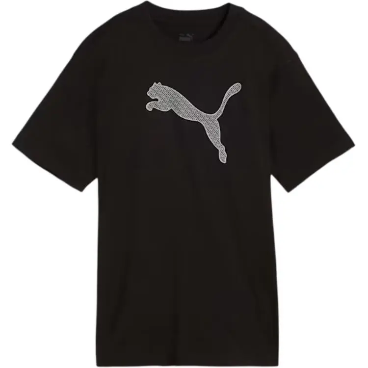 PUMA HER T-Shirts Women's Black Crew Neck Moderate Straight Fit