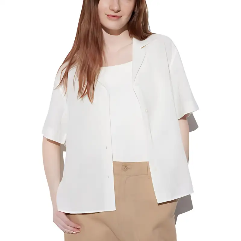 UNIQLO Shirts Women's Ivory Cuban Collar Moderate Other