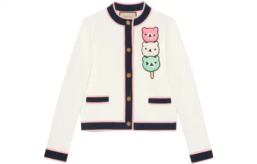 GUCCI Knitwear Women's White Crew Neck Moderate Cardigan