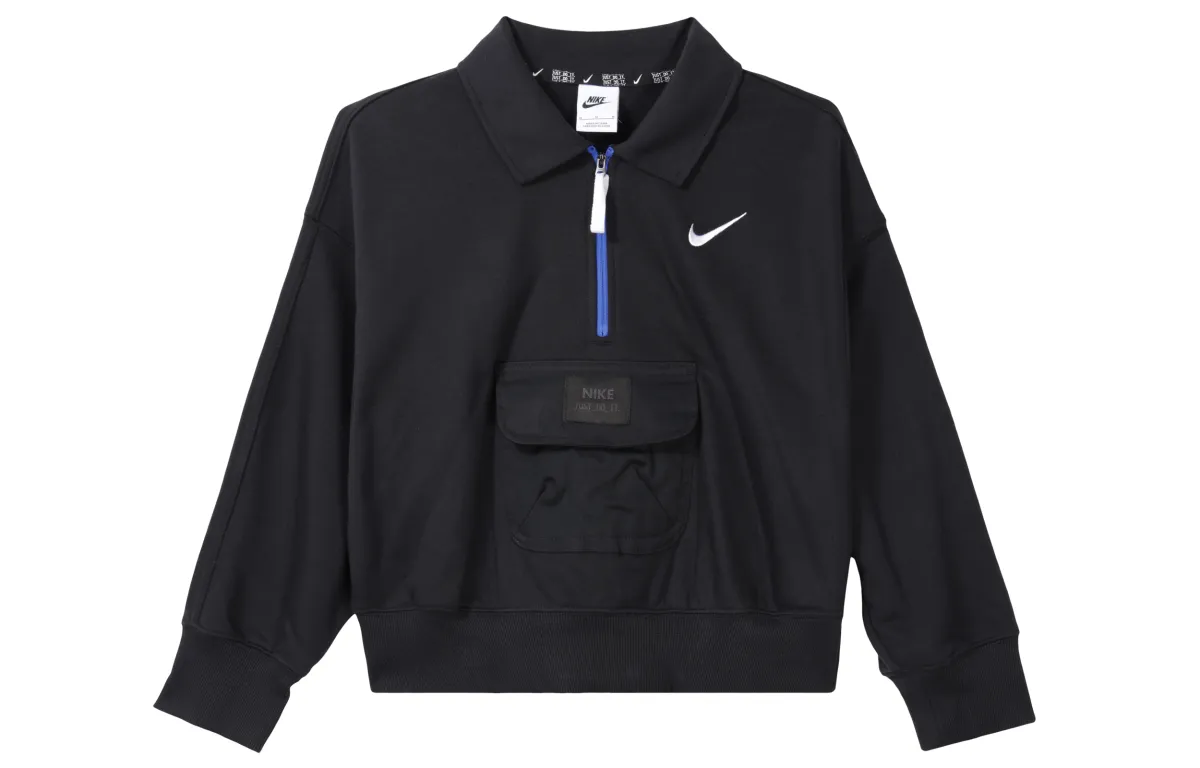 Nike Sweatshirts Women's Black Lapel Moderate Other