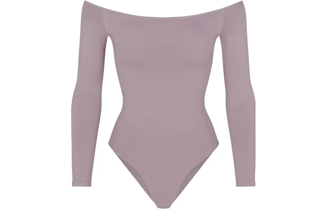 Skims Bodysuits Women's Purple Boat Neck