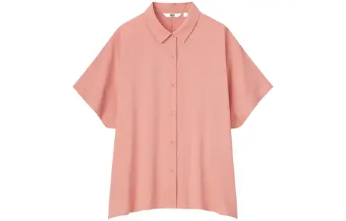 UNIQLO Shirts Women's Peach Pink Lapel Moderate Shirt