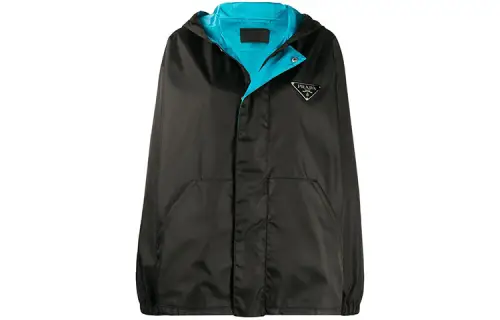 PRADA Gabardine Logo Jacket Black/Blue