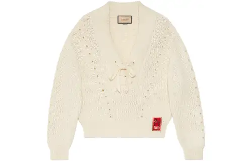 GUCCI Open-knit Lace-up Jumper