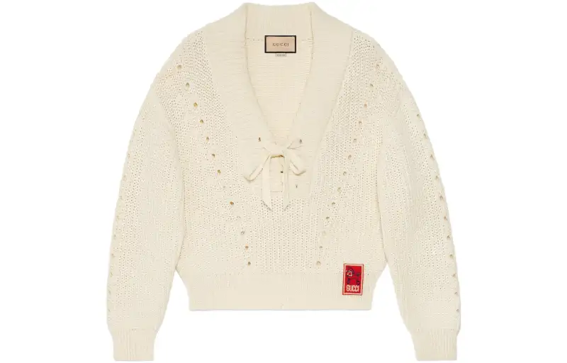 GUCCI Open-knit Lace-up Jumper