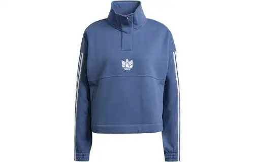 Adidas Originals Sweatshirts Women's Blue Stand Collar Moderate Mock Two Piece