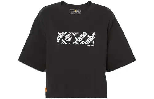 Timberland T Shirts Women's Black Crew Neck Moderate Straight Fit