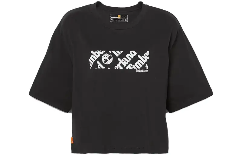 Timberland T Shirts Women's Black Crew Neck Moderate Straight Fit
