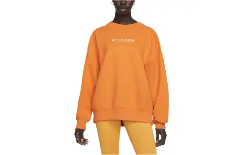 Jordan Sweatshirts Women's Orange Crew Neck Moderate Regular