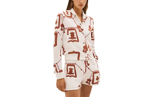HERMES Jackets Women's Chestnut Brown Lapel Moderate Other