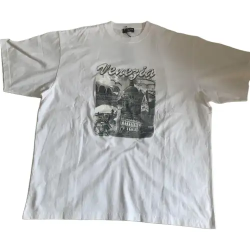 Balenciaga Venezia Print Oversized T Shirt 'White/Grey'