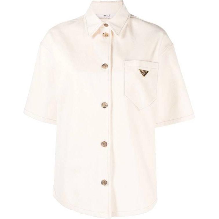 PRADA Shirts Women's Ecru Pointed Collar Moderate Other