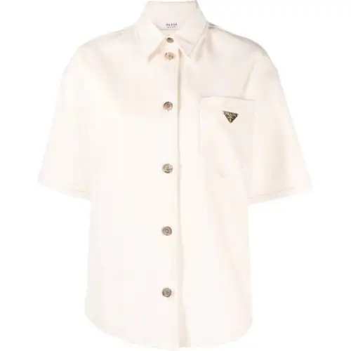 PRADA Shirts Women's Ecru Pointed Collar Moderate Other