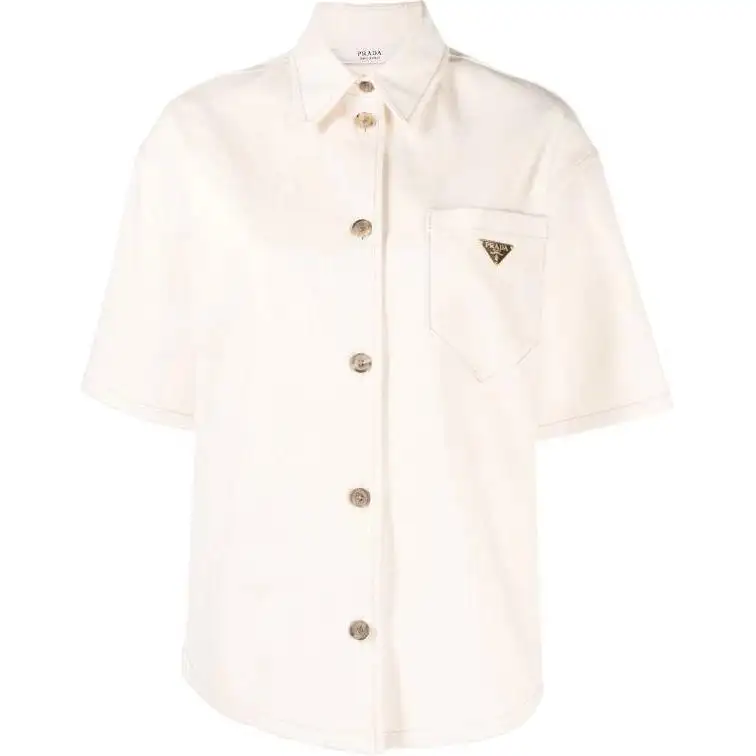 PRADA Shirts Women's Ecru Pointed Collar Moderate Other