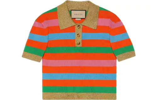 GUCCI Polo Shirts Women's Multicolor Polo Collar Moderate Straight Fit