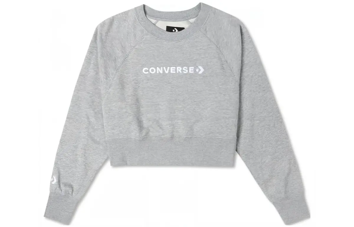 Converse Sweatshirts Women's Light Gray Crew Neck Moderate Straight Fit