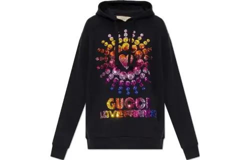 GUCCI Sweatshirts Women's Black Hooded Moderate Regular