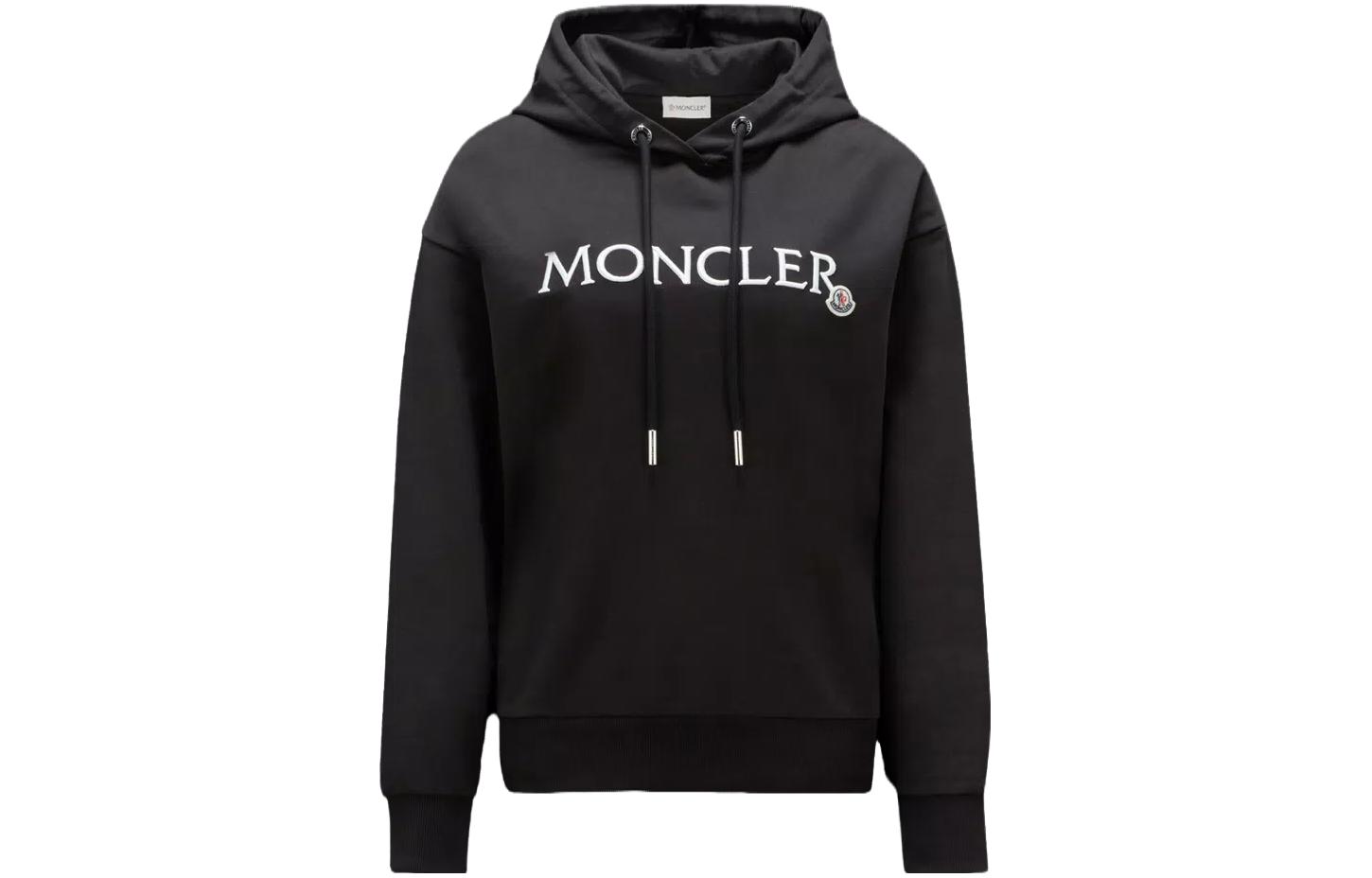 Женское худи Moncler Embroidered Hoodie (черное)