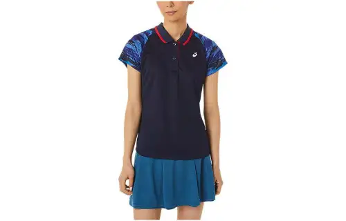 ASICS Polo Shirts Women's Blue Polo Collar Moderate Straight Fit