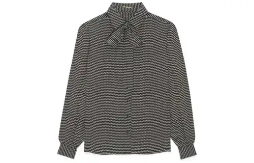 geometric-print pussy-bow shirt