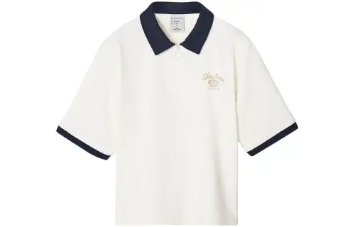 Skechers Stroll Polo Shirts Women's Butter Ecru Polo Collar Moderate Straight Fit