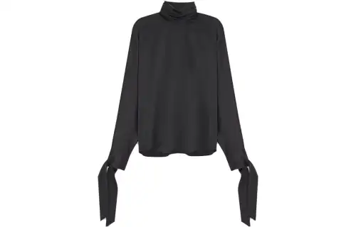 SAINT LAURENT Gathered Turtleneck Blouse