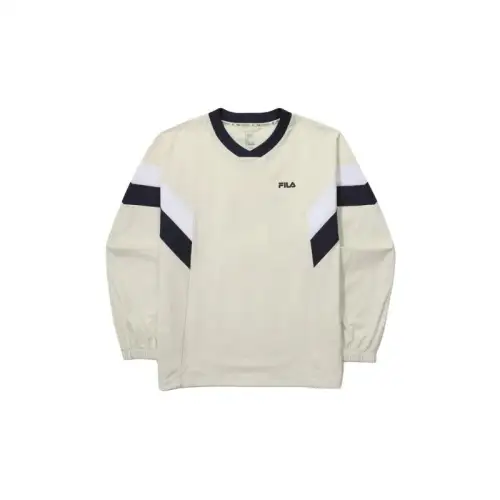 FILA T Shirts Unisex Ivory V Neck Moderate