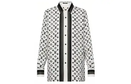 LOUIS VUITTON 3D Monogram Stripe Accent Pajama Shirt