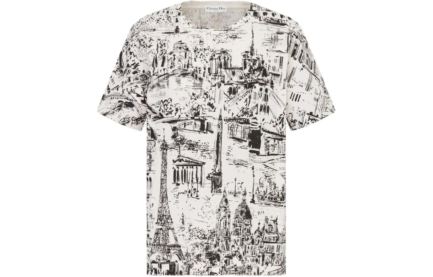 DIOR SS24 Patterned Print Crew Neck Short Sleeved T Shirt Women's Multicolor