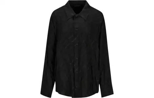 Balenciaga Allover Logo Printed Long-Sleeved Shirt
