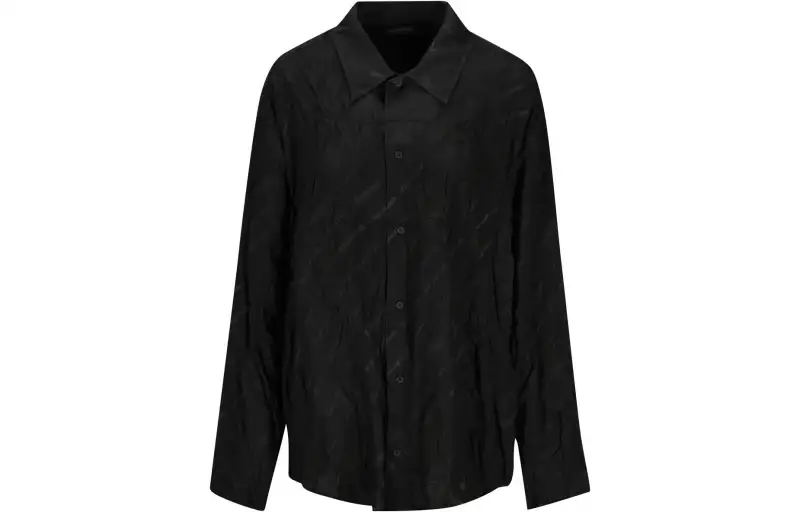 Balenciaga Allover Logo Printed Long-Sleeved Shirt