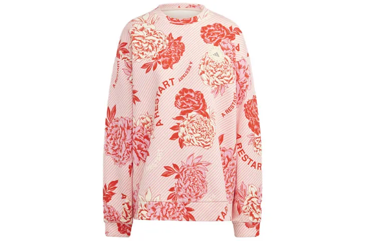 Adidas Sweatshirts Women's Pink Crew Neck Moderate Regular