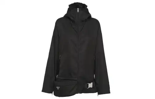 PRADA Jackets Women's Black Hooded Moderate Other