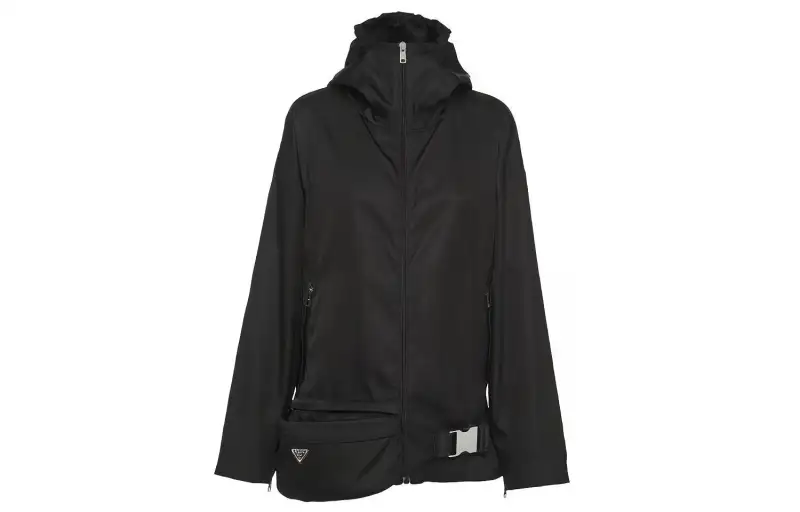 PRADA Jackets Women's Black Hooded Moderate Other