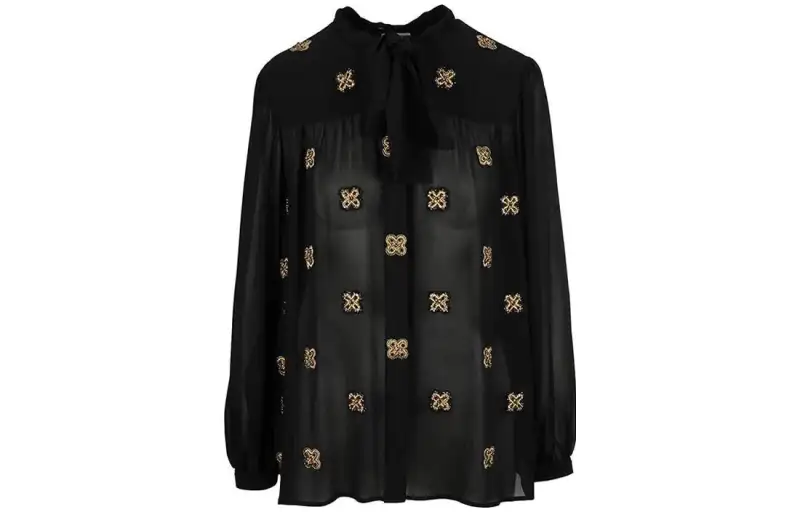 SAINT LAURENT Shirts Women's Black Crew Neck Moderate