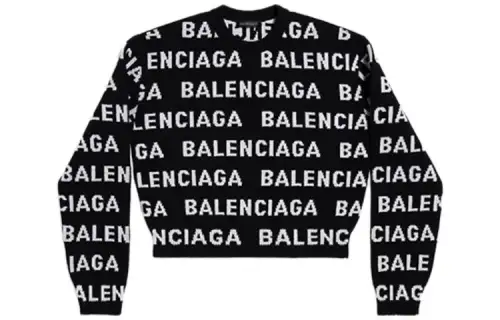 Balenciaga Logo Intarsia Knit Crewneck Jumper