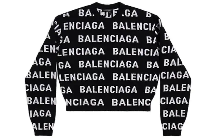 Balenciaga Logo Intarsia Knit Crewneck Jumper